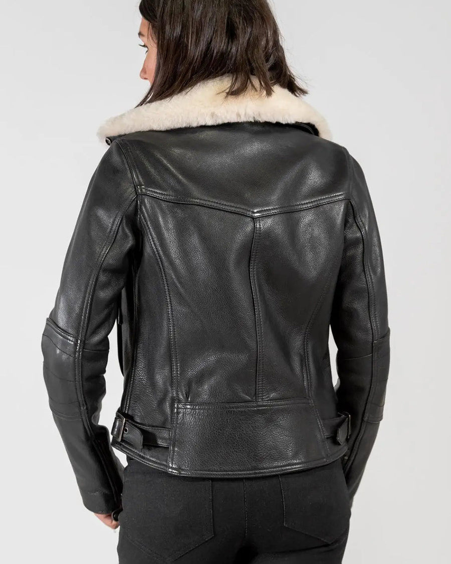 Armored Leather Motorcycle Jacket (Removable Collar)