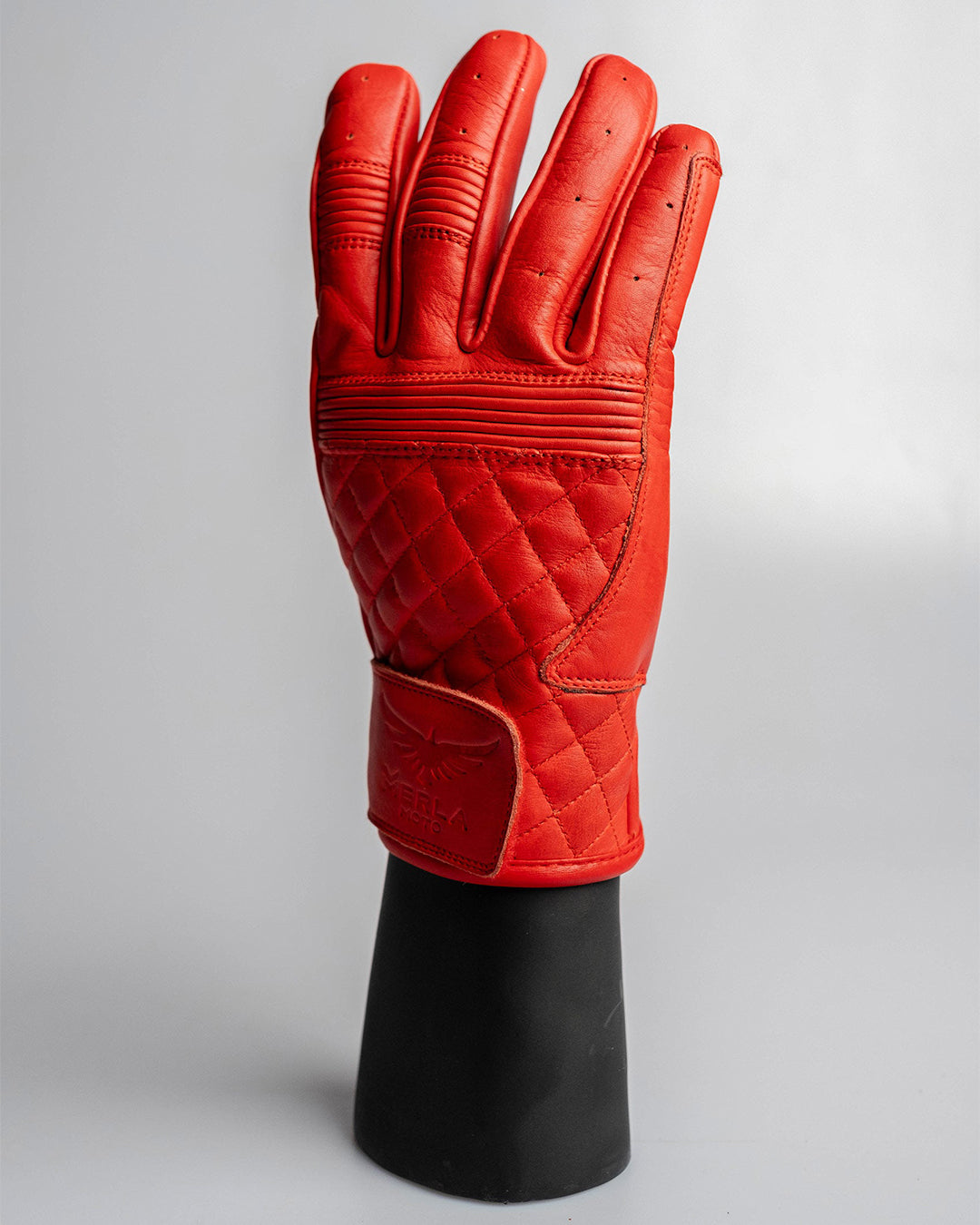 Cafe Quilted Leather Motorcycle Gloves