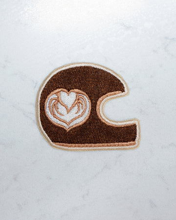 Latte Art Helmet Iron-On Patch by Great Lake Supply Co.