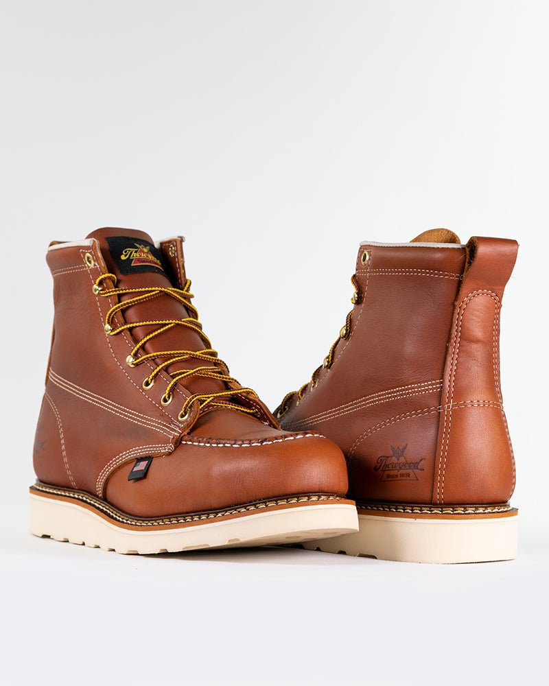 American Heritage 6" Moc Toe Safety Boots - Tobacco Brown