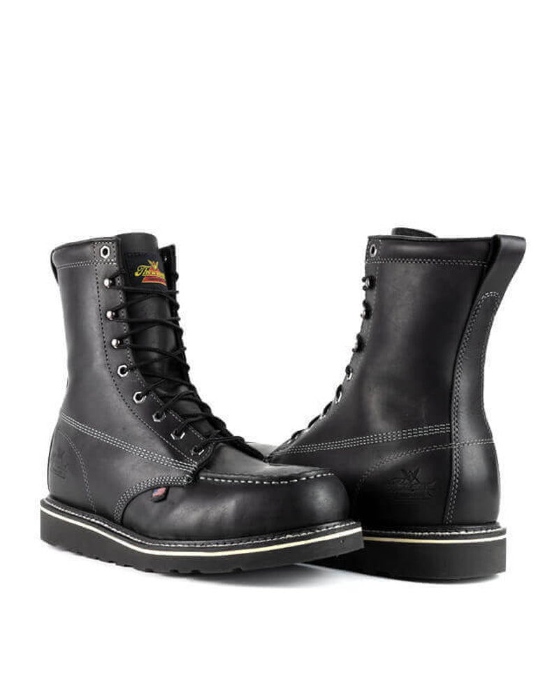 American Heritage 8" Moc Toe Safety Boots - Midnight Black