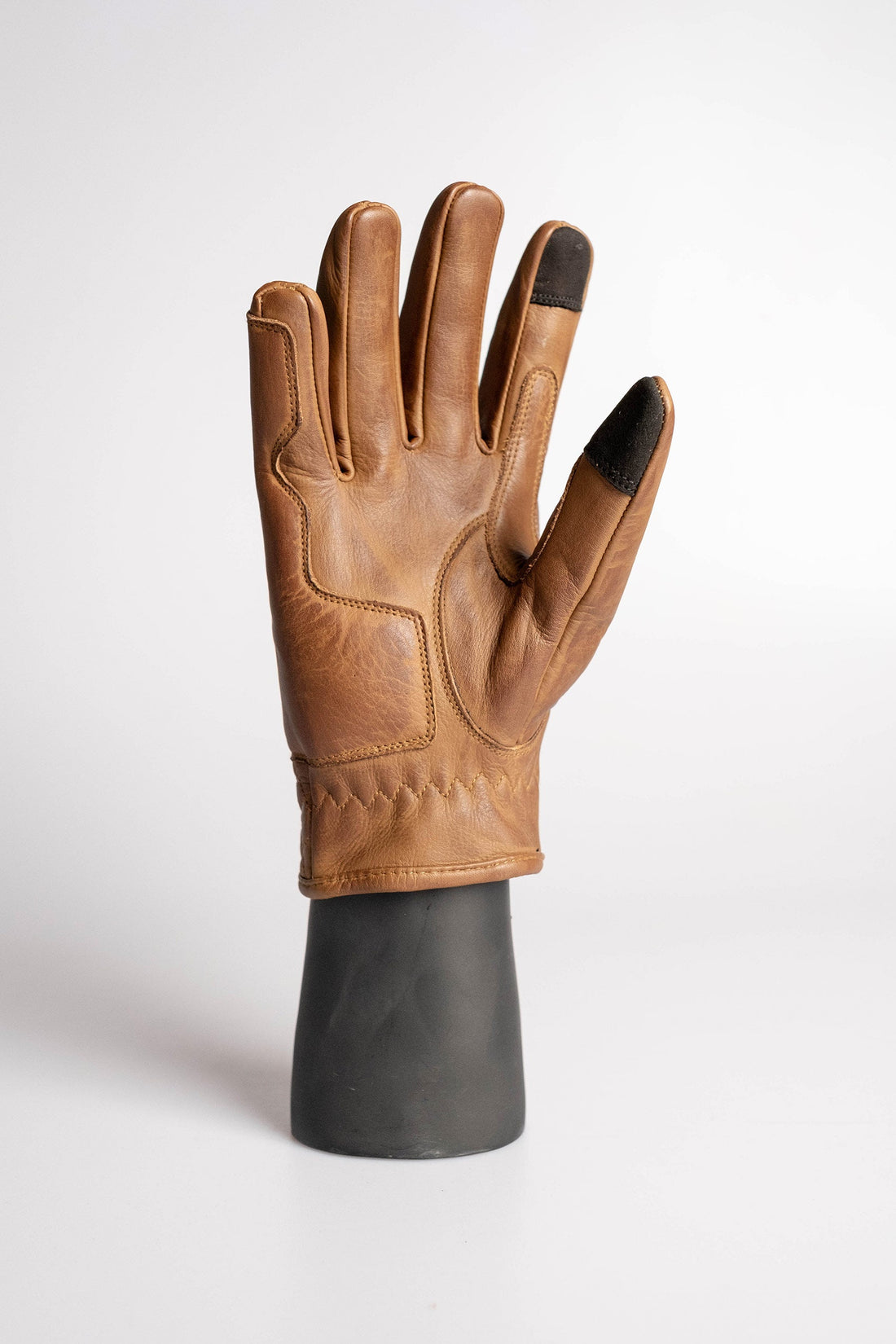 Cafe Quilted Leather Motorcycle Gloves - Toffee